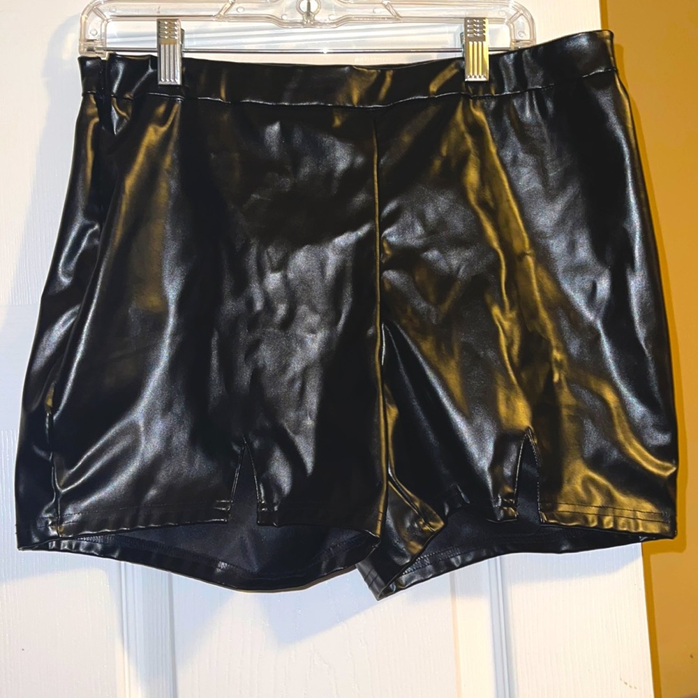 Faux leather shorts